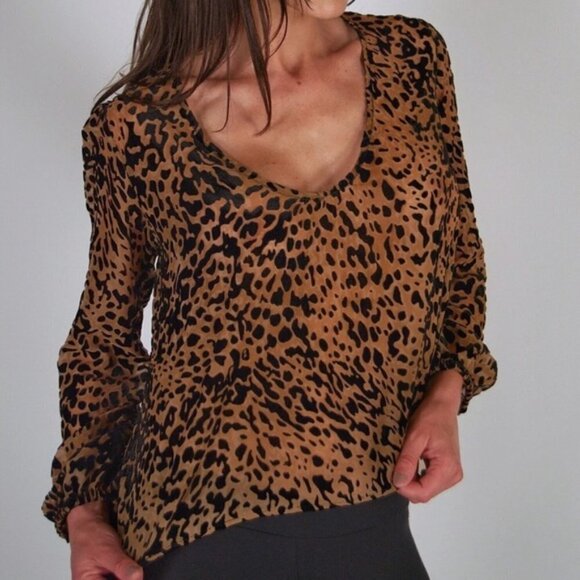 Lover + Friends | Leopard Daydream Burnout Blouse - Size M - Picture 2 of 10